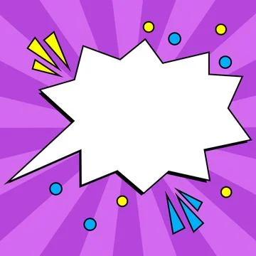 Comic Blank Speech Bubble With Copy Space Over Color Background Design. Empty Stock Illustration