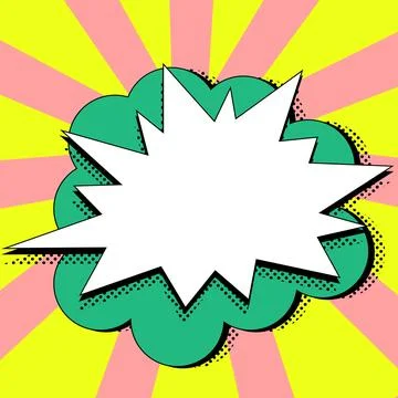 Comic Blank Speech Bubble With Copy Space And Colorful Doodles. Design Of Empty Stockillustratie