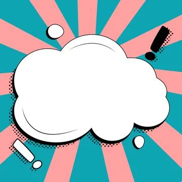 Comic Blank Speech Bubble With Copy Space Over Color Background Design. Empty Illustrazione stock