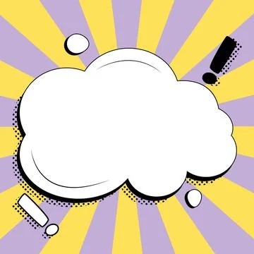 Comic Blank Speech Bubble With Copy Space And Colorful Doodles. Design Of Empty Stock Illustration