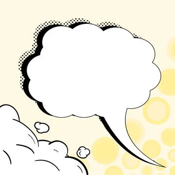 Comic Blank Speech Bubble With Copy Space Over Color Background Design. Empty Illustrazione stock