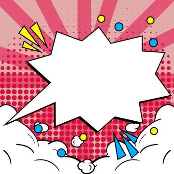 Comic Blank Speech Bubble With Copy Space Over Color Background Design. Empty Illustrazione stock