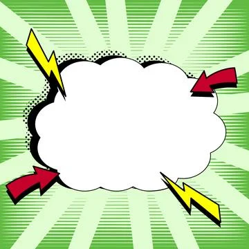 Comic Blank Speech Bubble With Copy Space And Colorful Doodles. Design Of Empty Stock Illustration
