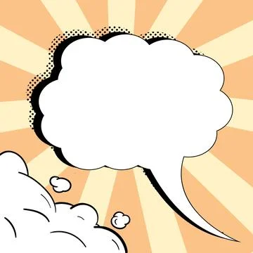 Comic Blank Speech Bubble With Copy Space And Colorful Doodles. Design Of Empty Illustrazione stock