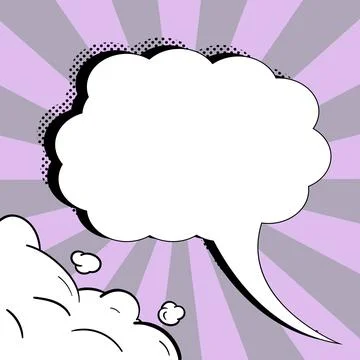 Comic Blank Speech Bubble With Copy Space And Colorful Doodles. Design Of Empty Stock Illustration