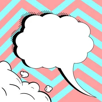 Comic Blank Speech Bubble With Copy Space And Colorful Doodles. Design Of Empty Stock Illustration
