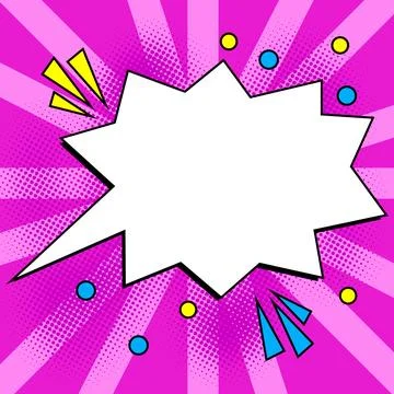 Comic Blank Speech Bubble With Copy Space Over Color Background Design. Empty Stock Illustration