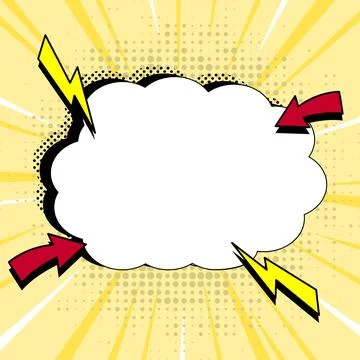 Comic Blank Speech Bubble With Copy Space And Colorful Doodles. Design Of Empty Stock Illustration