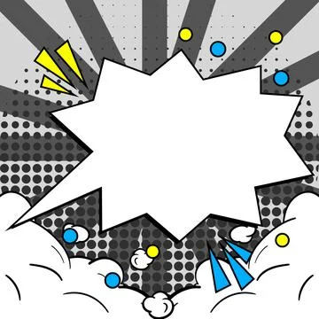 Comic Blank Speech Bubble With Copy Space And Colorful Doodles. Design Of Empty Stock Illustration