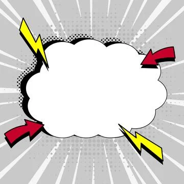 Comic Blank Speech Bubble With Copy Space And Colorful Doodles. Design Of Empty Stock Illustration