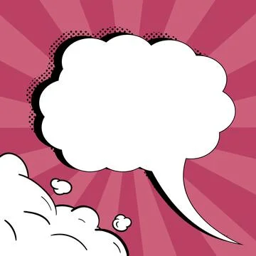 Comic Blank Speech Bubble With Copy Space And Colorful Doodles. Design Of Empty Stock Illustration