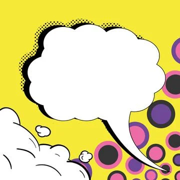 Comic Blank Speech Bubble With Copy Space And Colorful Doodles. Design Of Empty Stock Illustration