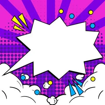 Comic Blank Speech Bubble With Copy Space And Colorful Doodles. Design Of Empty Stock Illustration