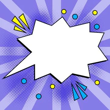 Comic Blank Speech Bubble With Copy Space Over Color Background Design. Empty Stock Illustration