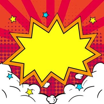 Comic Blank Speech Bubble With Copy Space Over Color Background Design. Empty Stockillustratie