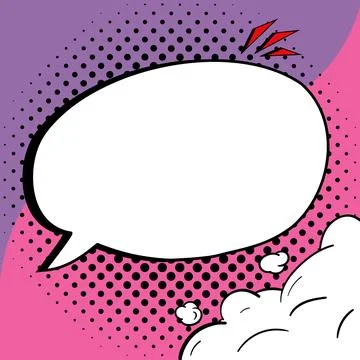 Comic Blank Speech Bubble With Copy Space And Colorful Doodles. Design Of Empty Stock Illustration