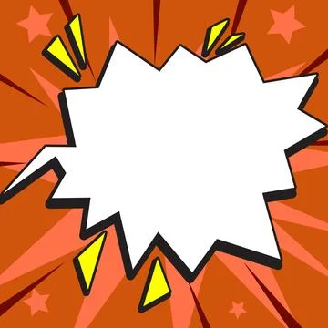 Comic Blank Speech Bubble With Copy Space Over Color Background Design. Empty Stock Illustration