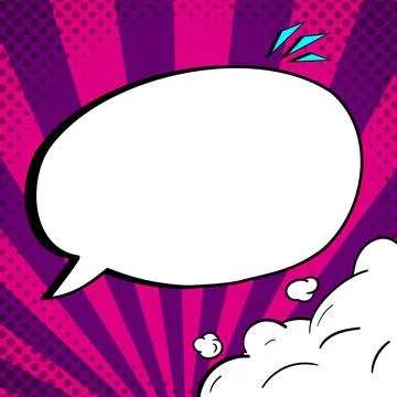 Comic Blank Speech Bubble With Copy Space Over Color Background Design. Empty Stock Illustration