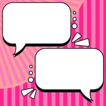 Comic Blank Speech Bubble With Copy Space And Colorful Doodles. Design Of Empty Stockillustratie