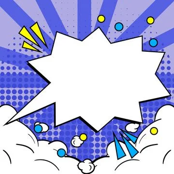Comic Blank Speech Bubble With Copy Space And Colorful Doodles. Design Of Empty Stock Illustration