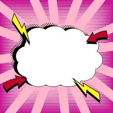Comic Blank Speech Bubble With Copy Space And Colorful Doodles. Design Of Empty Stockillustratie