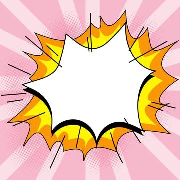 Comic Blank Speech Bubble With Copy Space Over Color Background Design. Empty Stock Illustration