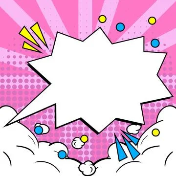 Comic Blank Speech Bubble With Copy Space And Colorful Doodles. Design Of Empty Stock Illustration