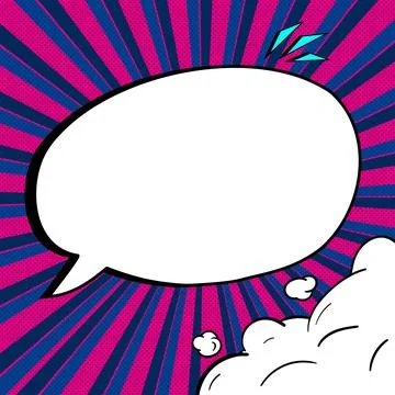 Comic Blank Speech Bubble With Copy Space Over Color Background Design. Empty Stock Illustration