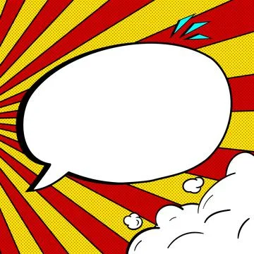 Comic Blank Speech Bubble With Copy Space Over Color Background Design. Empty Stock Illustration