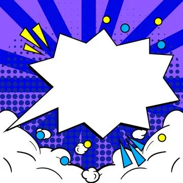 Comic Blank Speech Bubble With Copy Space Over Color Background Design. Empty Illustrazione stock