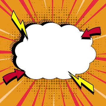 Comic Blank Speech Bubble With Copy Space And Colorful Doodles. Design Of Empty Stockillustratie