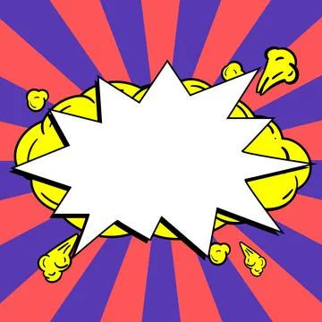 Comic Blank Speech Bubble With Copy Space And Colorful Doodles. Design Of Empty Stock Illustration