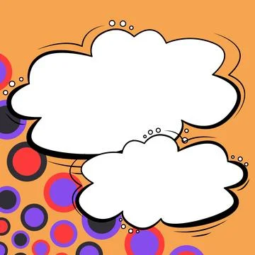 Comic Blank Speech Bubble With Copy Space And Colorful Doodles. Design Of Empty Stock Illustration