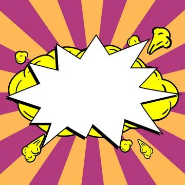 Comic Blank Speech Bubble With Copy Space And Colorful Doodles. Design Of Empty Stock Illustration
