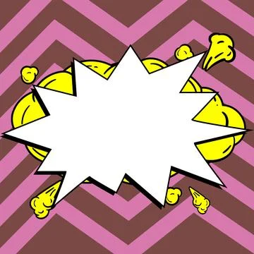 Comic Blank Speech Bubble With Copy Space And Colorful Doodles. Design Of Empty Stockillustratie