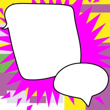Comic Blank Speech Bubble With Copy Space Over Circular Color Background Design Illustrazione stock