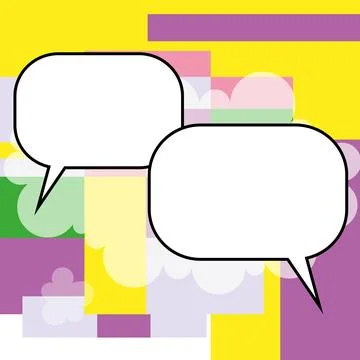 Comic Blank Speech Bubble With Copy Space Over Circular Color Background Design Illustrazione stock