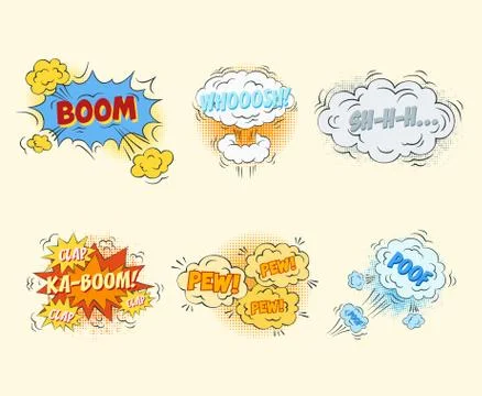 Comic blank text speech bubbles in pop art style set Illustrazione stock