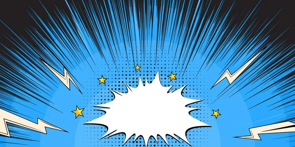 Comic blue background in pop art style, retro dot halftone Stock Illustration
