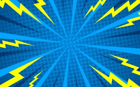 Comic blue background with thunder Stock Illustration