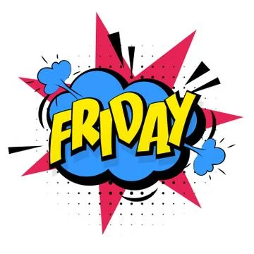 Comic blue effects pop art Friday week day Stock Illustration