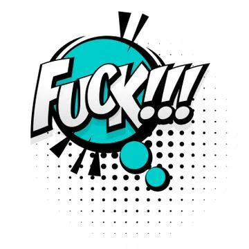 Comic blue sound effects pop art word fuck Stock Illustration