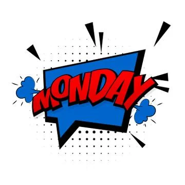 Comic blue sound effects pop art monday week Stock Illustration