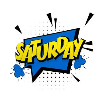 Comic blue sound effects pop art saturday week end Stock Illustration
