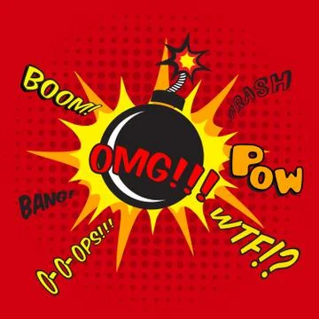 Comic bomb explosion poster Stock Illustration