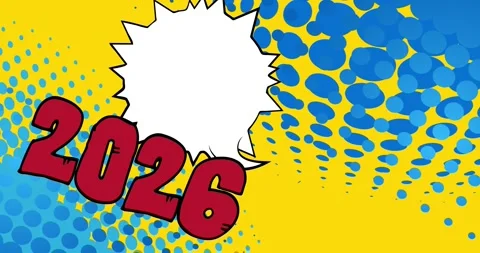 Comic Book 2026 with speech bubble Stock Footage 321585436