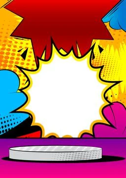 Comic Book abstract podium stage platform. Comics product scene pedestal fo.. Stock Illustration