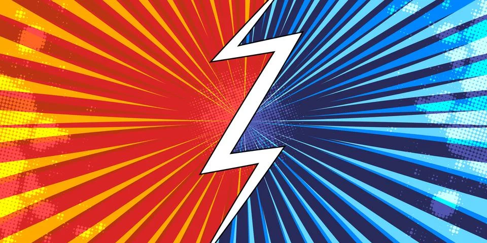 Comic book abstract template with dark rays and halftone humor effects on green Stock Illustration