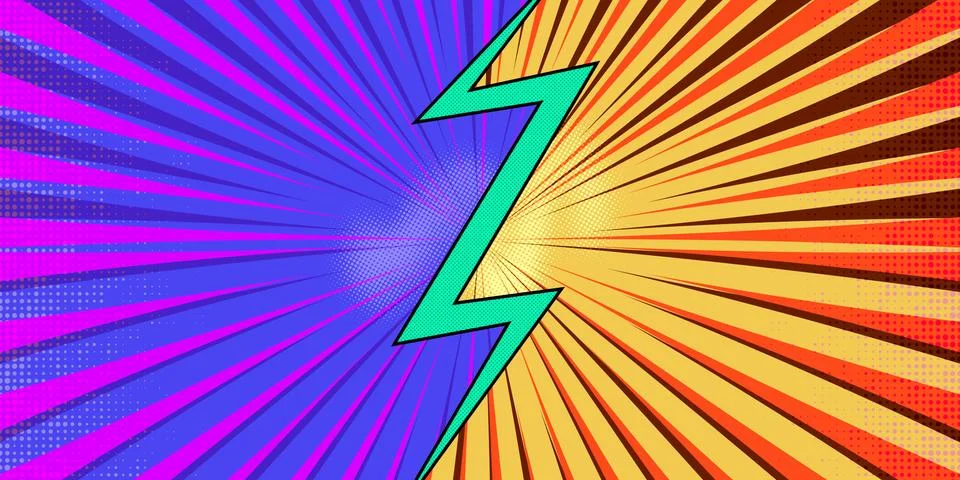 Comic book abstract template with dark rays and halftone humor effects on green 스톡 일러스트