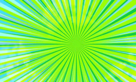 Comic book abstract template with dark rays and halftone humor effects on green Stock Illustration